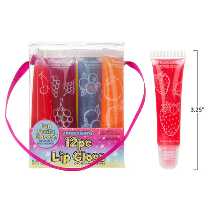 EXPRESSIONS 12-Pack Flavored Lip Gloss Set – Non-Toxic, Kid-Safe Squeeze Tubes