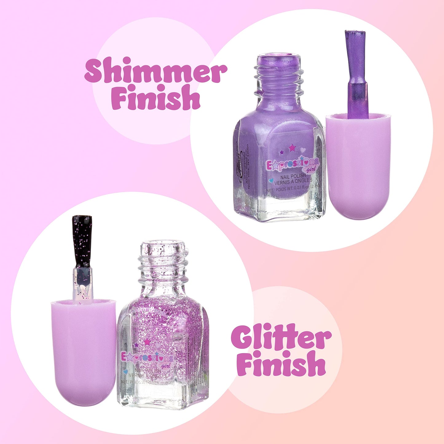 Expressions 24pc Scented Nail Polish Value Pack – Non-Toxic Water-Based Glitter & Shiny Shades