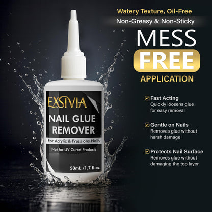 EXSIVIA Super Strong 2nd Gen Nail Glue Kit – 10ml Glue + Acetone-Free Remover (50ml)