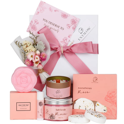 EXTALOW Rose Spa Gift Set for Women | Home Spa Gift Basket