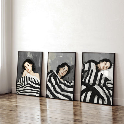 Extra Large Wall Art For Living Room | Set of 3 Boho Women Wall art Prints