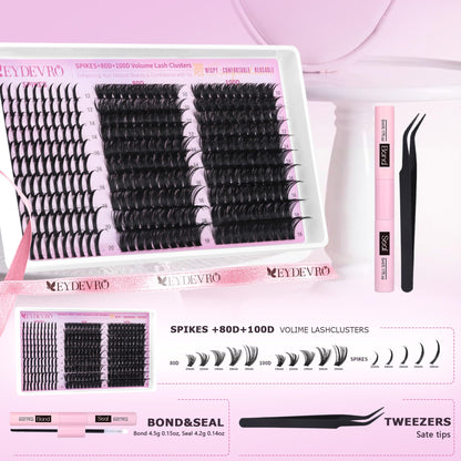 EYDEVRO Lash Clusters with Spikes – Wispy Volume Kit 12-20mm (80D/100D)
