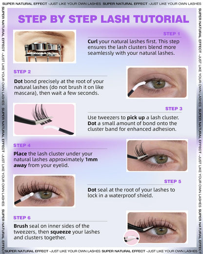 EYDEVRO Natural Lash Clusters Kit - Wispy D-Curl 10-16mm Lashes + Bond & Seal