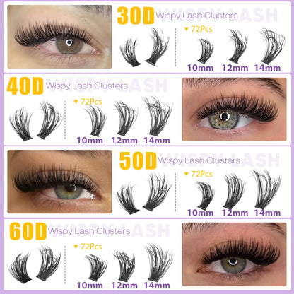 EYDEVRO Lash Clusters Kit 30D-60D – DIY Extensions with Bond, Seal & Tweezers