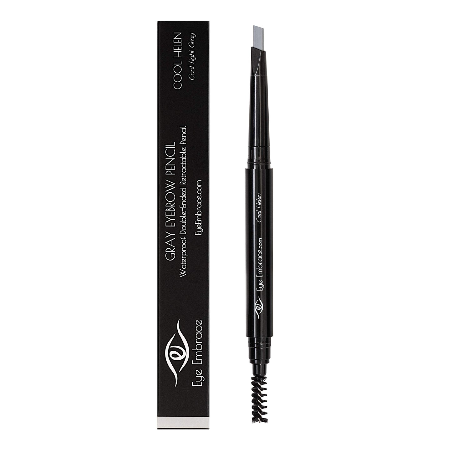 Eye Embrace Cool Helen: Light Gray Eyebrow Pencil – Waterproof, Double-Ended Automatic Angled Tip & Spoolie, Cruelty-Free