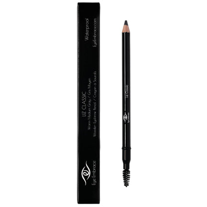 Eye Embrace Liz Classic: Warm Medium Gray Wooden Eyebrow Pencil – Waterproof, Double-Ended with Sharpener & Spoolie, Cruelty-Free
