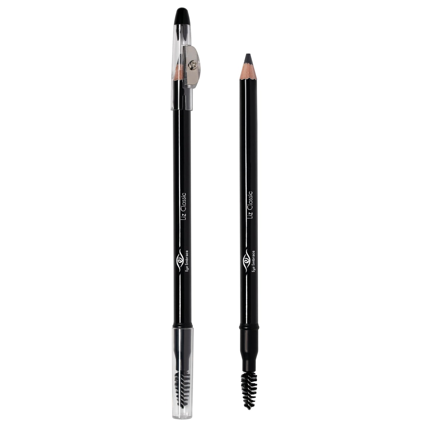 Eye Embrace Liz Classic: Warm Medium Gray Wooden Eyebrow Pencil – Waterproof, Double-Ended with Sharpener & Spoolie, Cruelty-Free