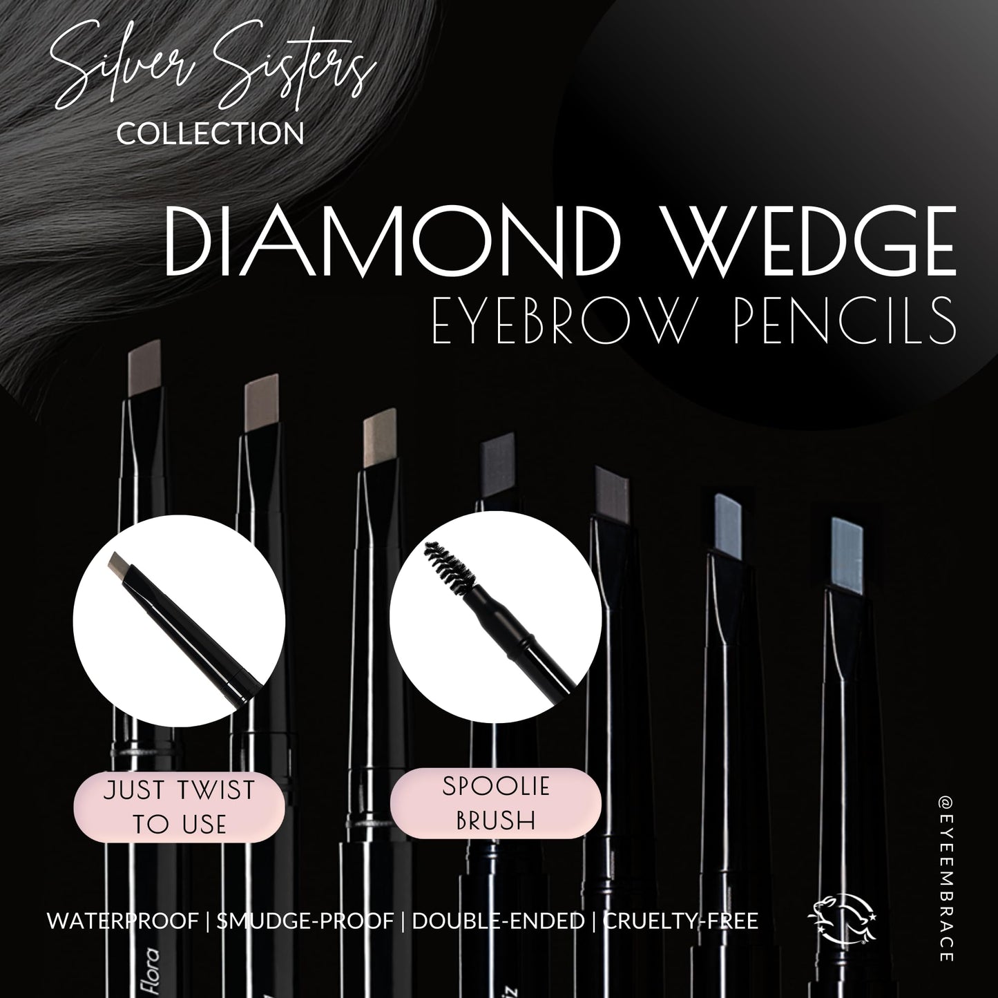 Eye Embrace Luna Eyebrow Pencil – Light Brown-Gray, Waterproof, Double-Ended Angled Tip