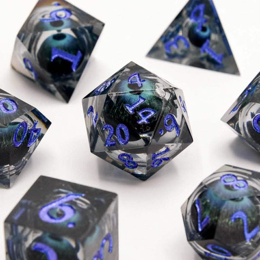 Eye of Evil | Liquid Core Dice | Resin | 7 Piece Set