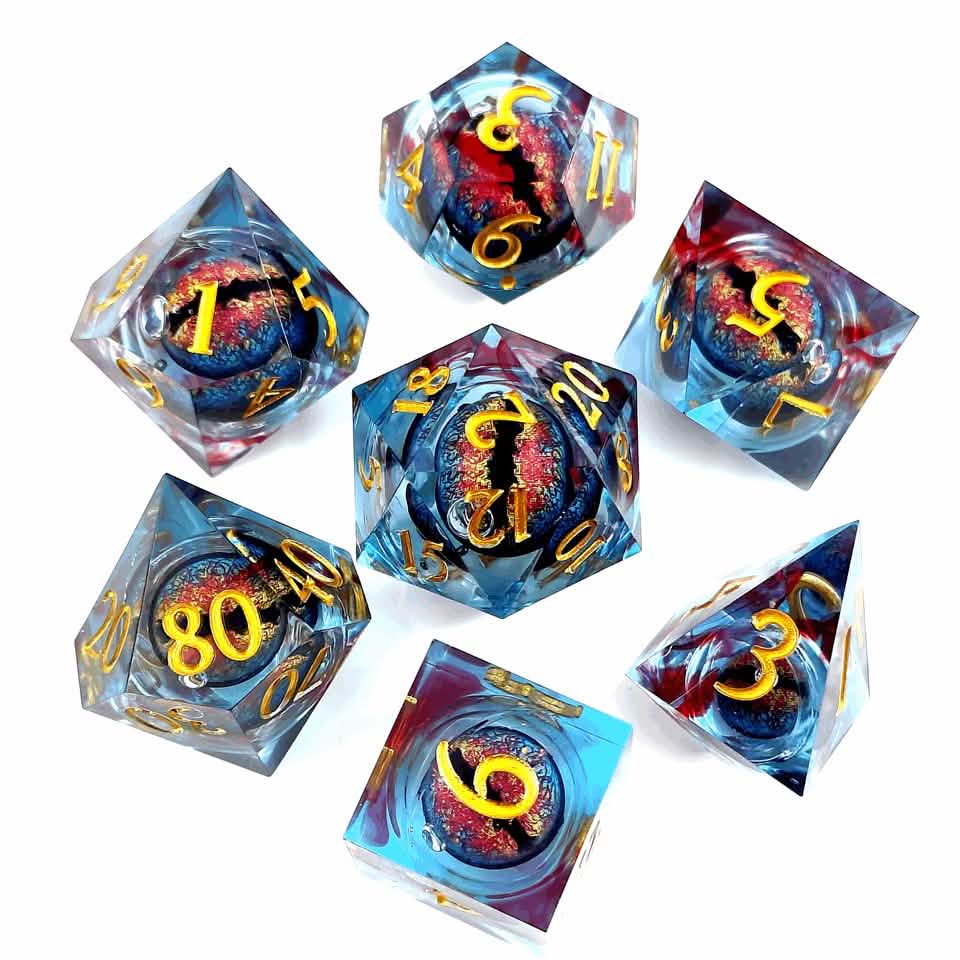 Eye of Winterblood | Liquid Core Dice | Resin | 7 Piece Set