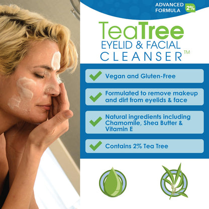 EyeEco Advanced Tea Tree Eyelid & Facial Cleanser - 180mL | Gentle, Hydrating for Sensitive Skin