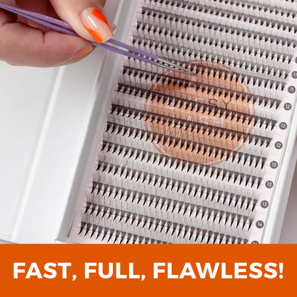 Eyesy Lash 448 Narrow Promade Fans - 10D 0.07mm C Curl, 9-15mm Mixed Lengths, Mega Volume Eyelash Extensions