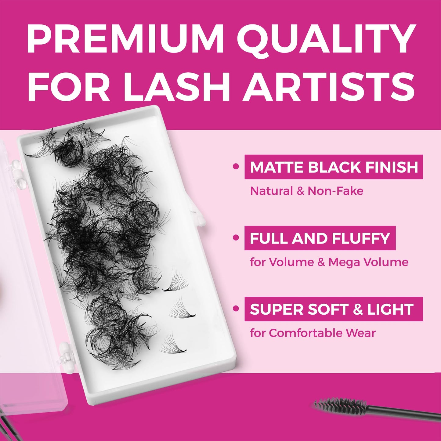 Eyesy Lash 500 Promade Fans – Volume Premade Lash Fans (10D 0.07, D14mm, Pointy Base, Handmade)
