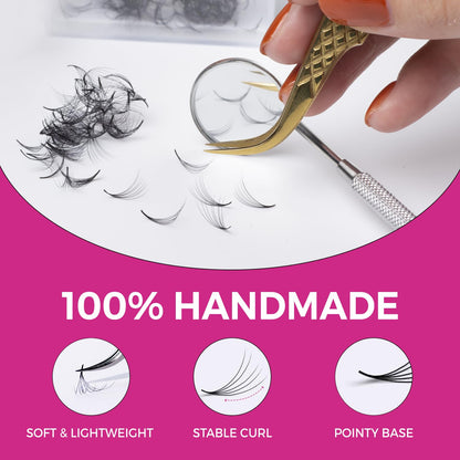 Eyesy Lash 500 Promade Fans – Volume Premade Lash Fans (10D 0.07, D14mm, Pointy Base, Handmade)