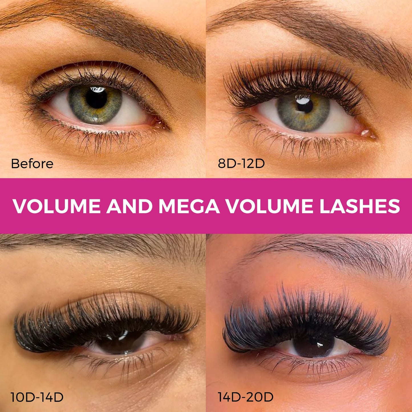 Eyesy Lash 500 Promade Fans – Volume Premade Lash Fans (10D 0.07, D14mm, Pointy Base, Handmade)