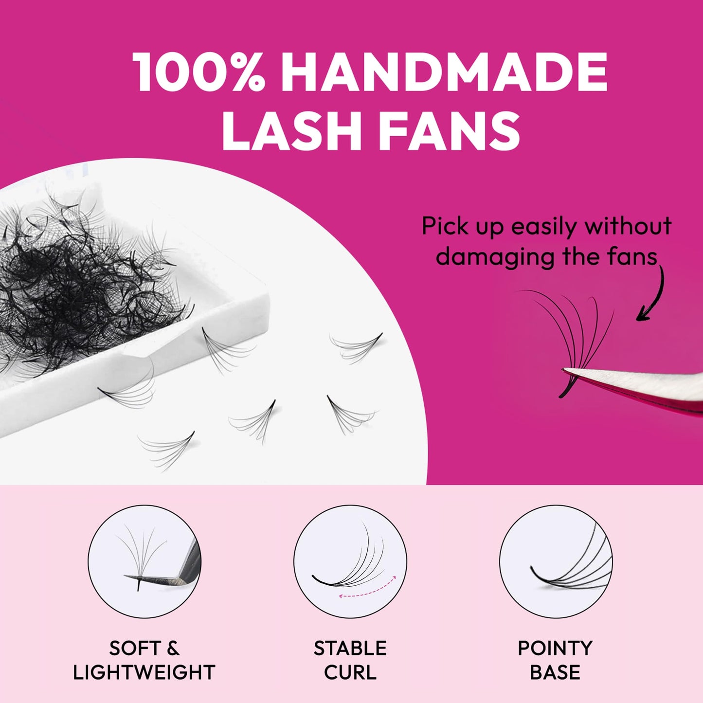 Eyesy Lash 500 Camellia Promade Fans – 5D 0.07, 8–12mm CC Curl