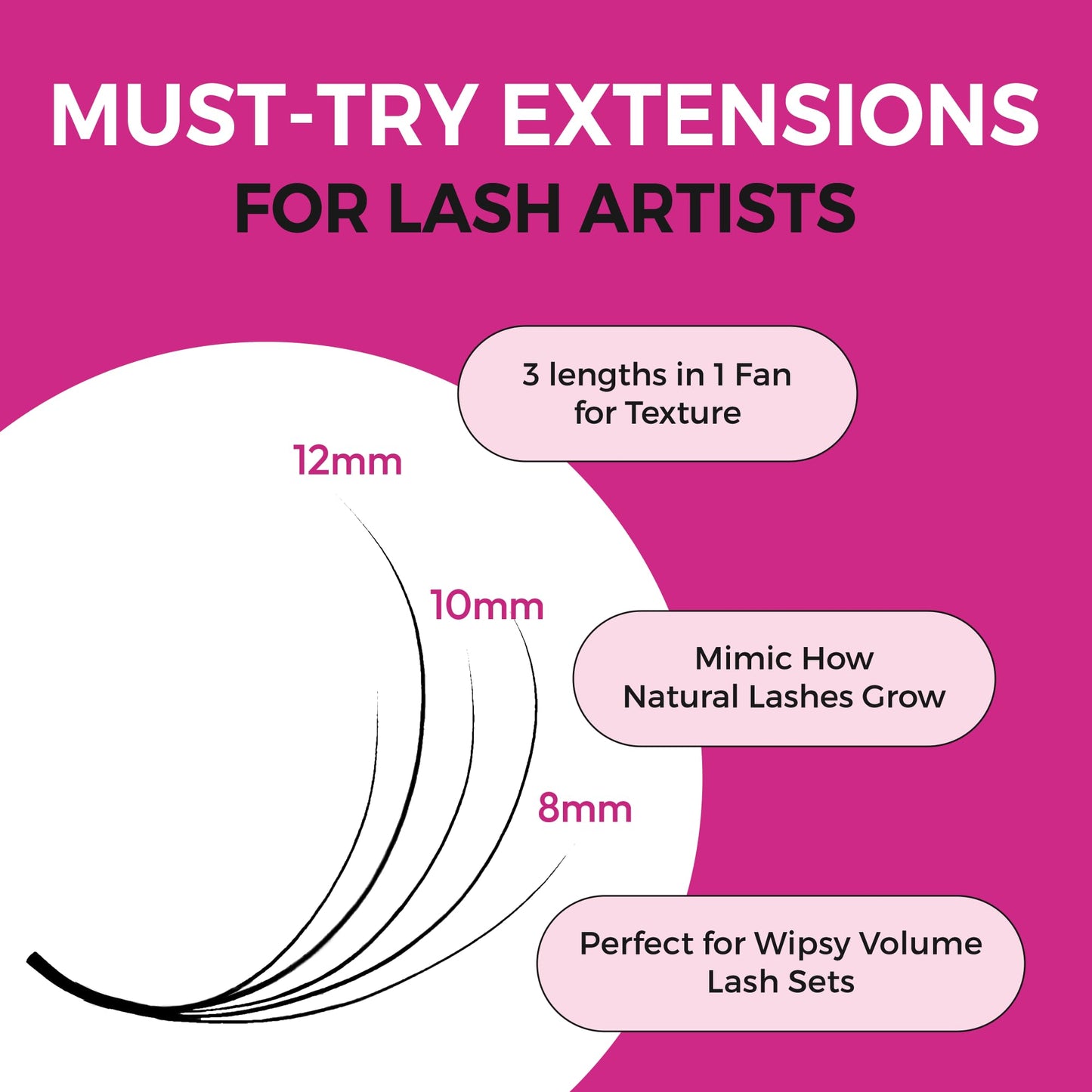 Eyesy Lash 500 Camellia Premade Fans – 3-in-1 9-11-13mm Curl D, 5D 0.07