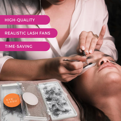 Eyesy Lash 500 Camellia Promade Fans – 5D 0.07, 8–12mm CC Curl