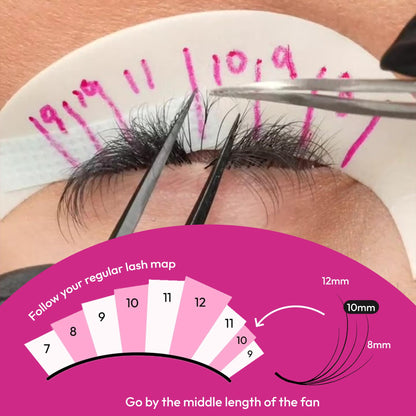 Eyesy Lash 500 Camellia Promade Fans – 5D 0.07, 8–12mm CC Curl