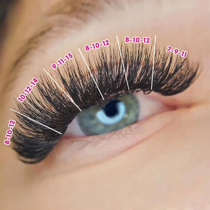 Eyesy Lash 500 Camellia Promade Fans – 3-Length 5D 0.07, C Curl, 9-11-13mm