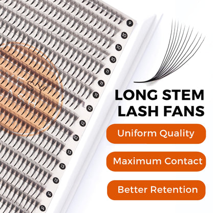 Eyesy Lash 448 Narrow Promade Fans — 10D 0.07mm D Curl, 9–15mm Mixed Lengths | Mega Volume