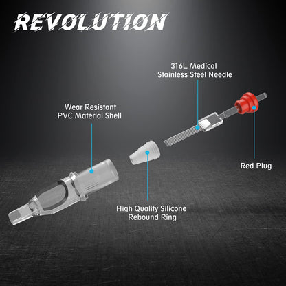 EZTAT2 EZ Tattoo Cartridges 20Pcs #12 (13RM) Standard Round/Curved Magnum for Rotary Machines
