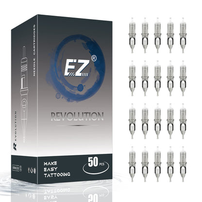 EZ Tattoo Cartridge Needles Assorted - 50Pcs #10 Mixed (3RL 5RL 7RL 9RL 11RL) Bugpin Round Liner Cartridges for Tattooing - EZTAT2 Revolution