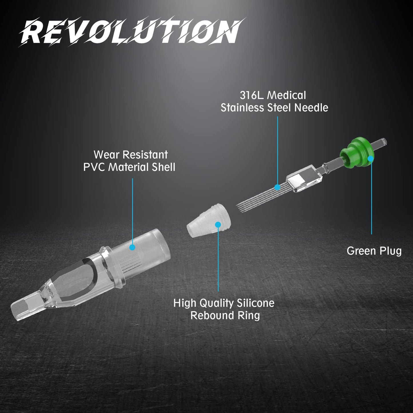 EZTAT2 Revolution 20Pcs #10 Bugpin Magnum Disposable Tattoo Needle Cartridges for Rotary Machines