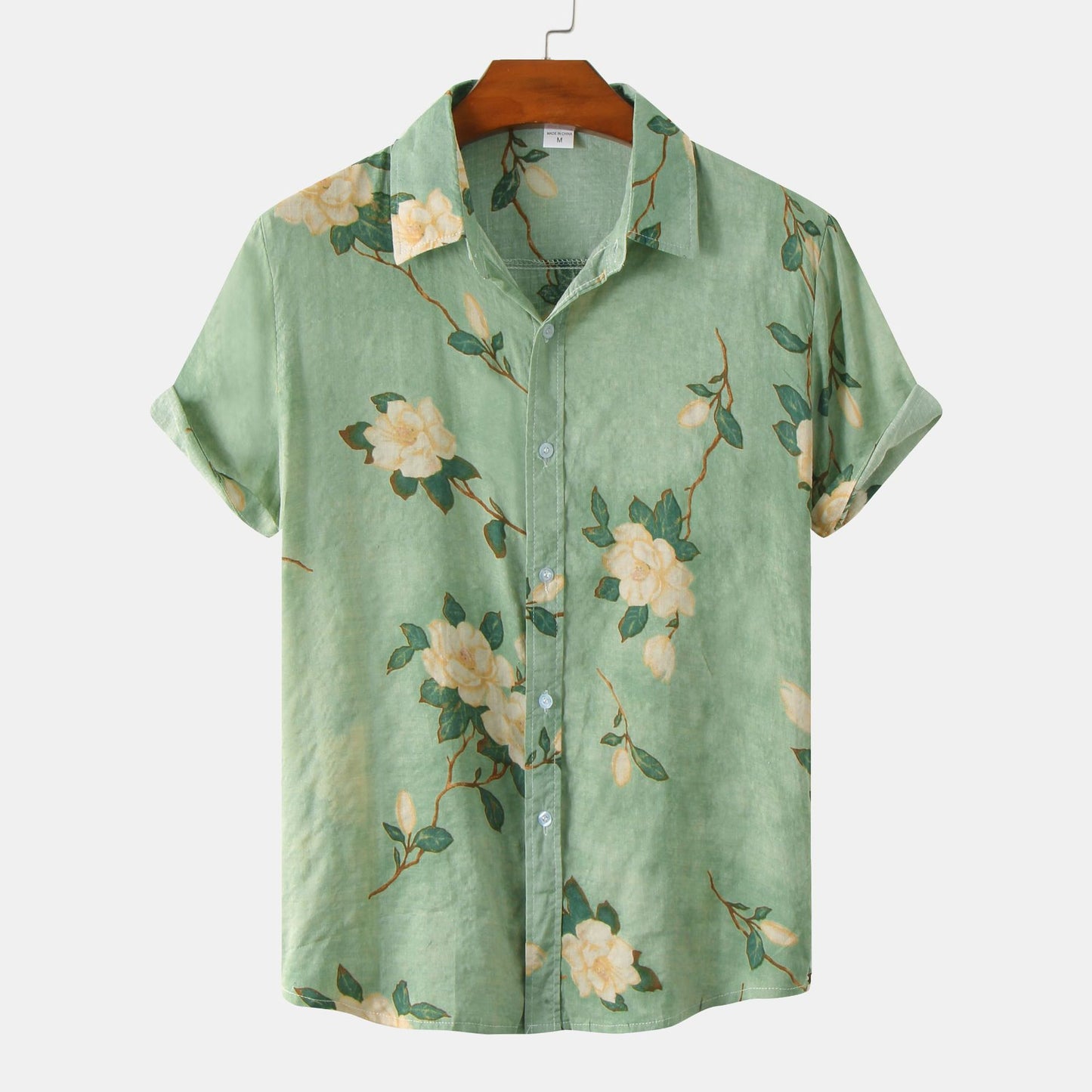 Men's Plus Size Summer Loose Short Sleeves Shirt Retro