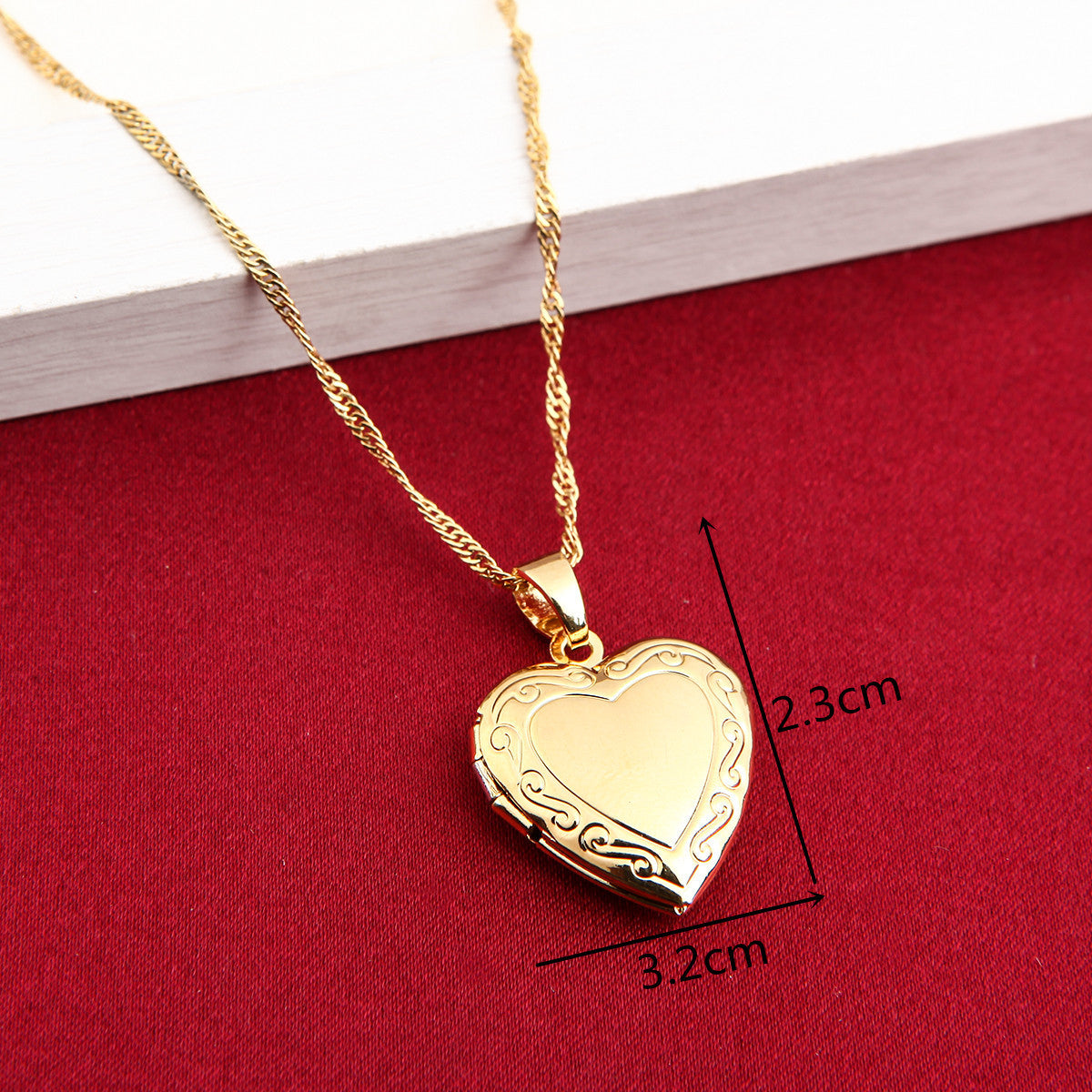 Gold Heart-Shaped Locket Pendant Necklace