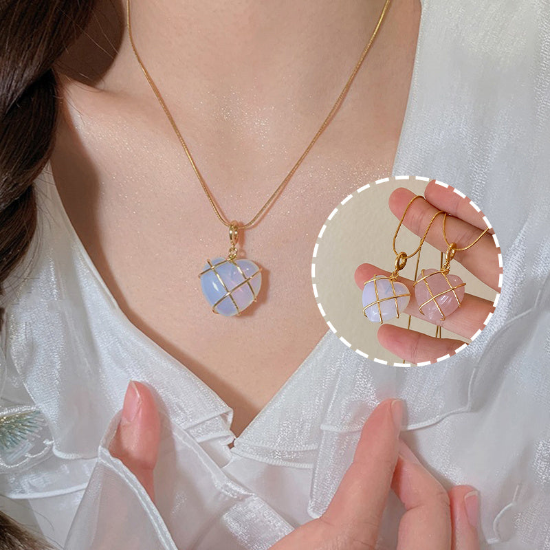 Heart Shaped Barbie Moonstone Necklace