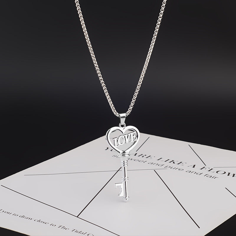 Sweet Heart Key Pendant Necklace