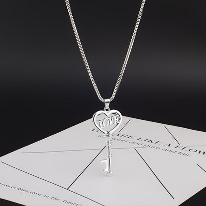 Sweet Heart Key Pendant Necklace