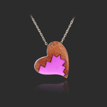 Purple Wood & Resin Heart Necklace