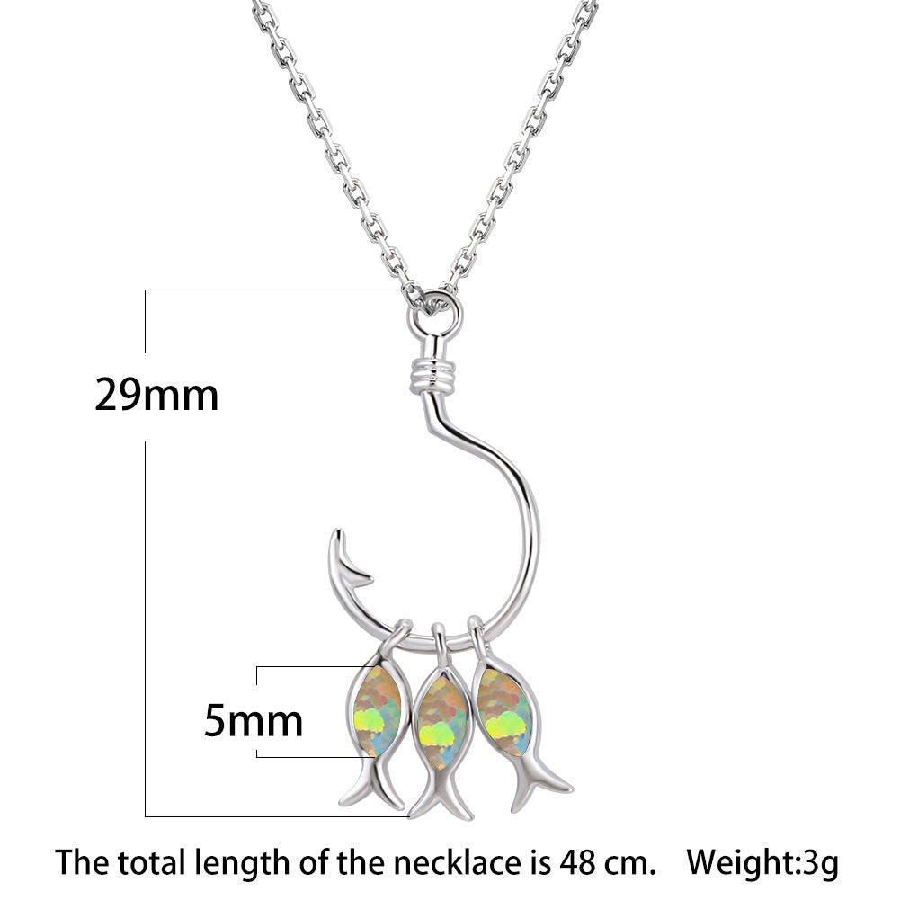 Three Fish Opal Pendant Necklace