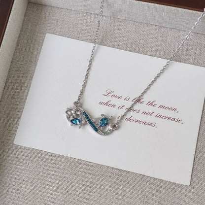 Ocean Style Blue Opal Turtle Pendant Necklace