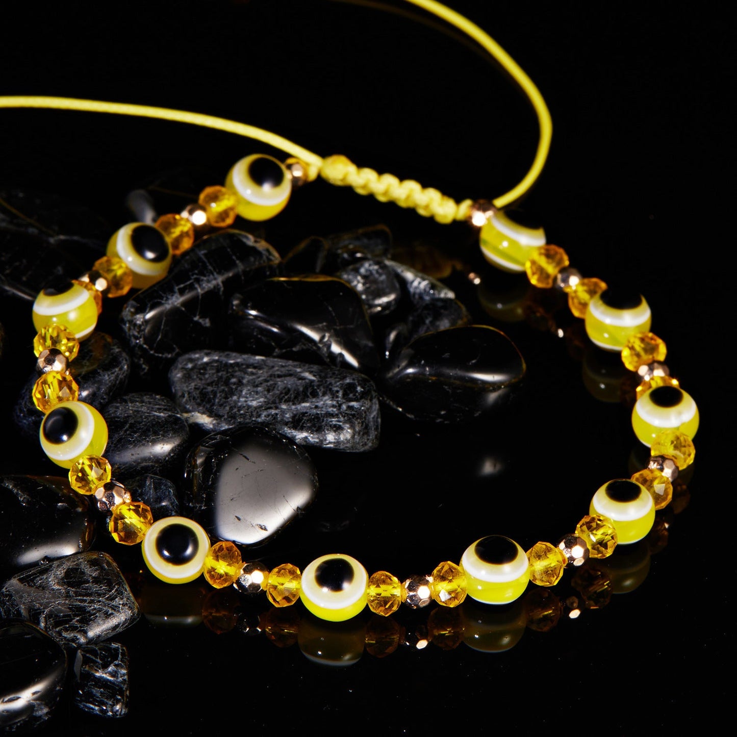 Evil Eye Crystal Beaded Adjustable Bracelet