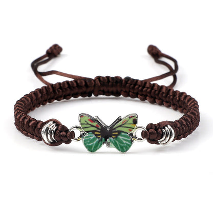 Adjustable Couple Butterfly Buckle Braided Bracelet