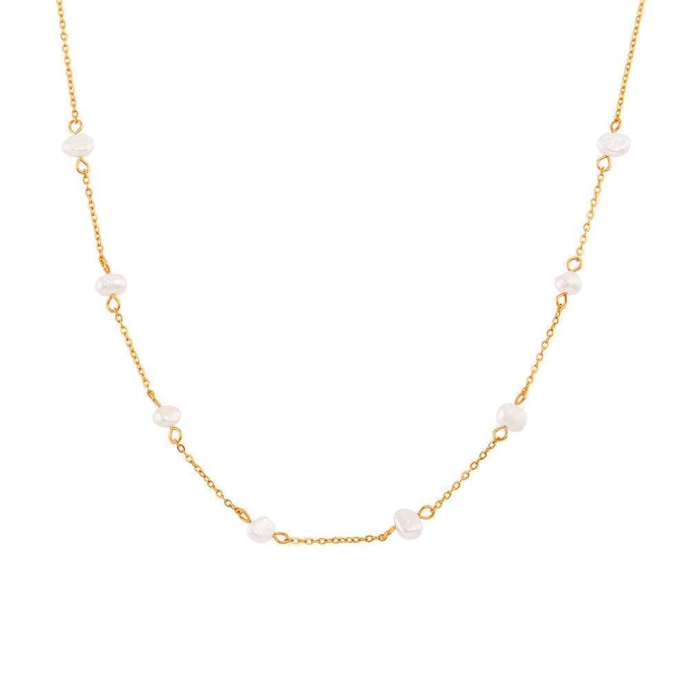 Pearl Gold Chain Bracelet & Necklace