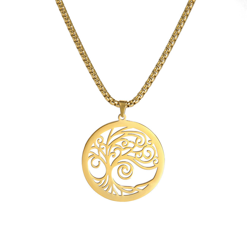 Hollow-out Bristle Tree Pendant Necklace