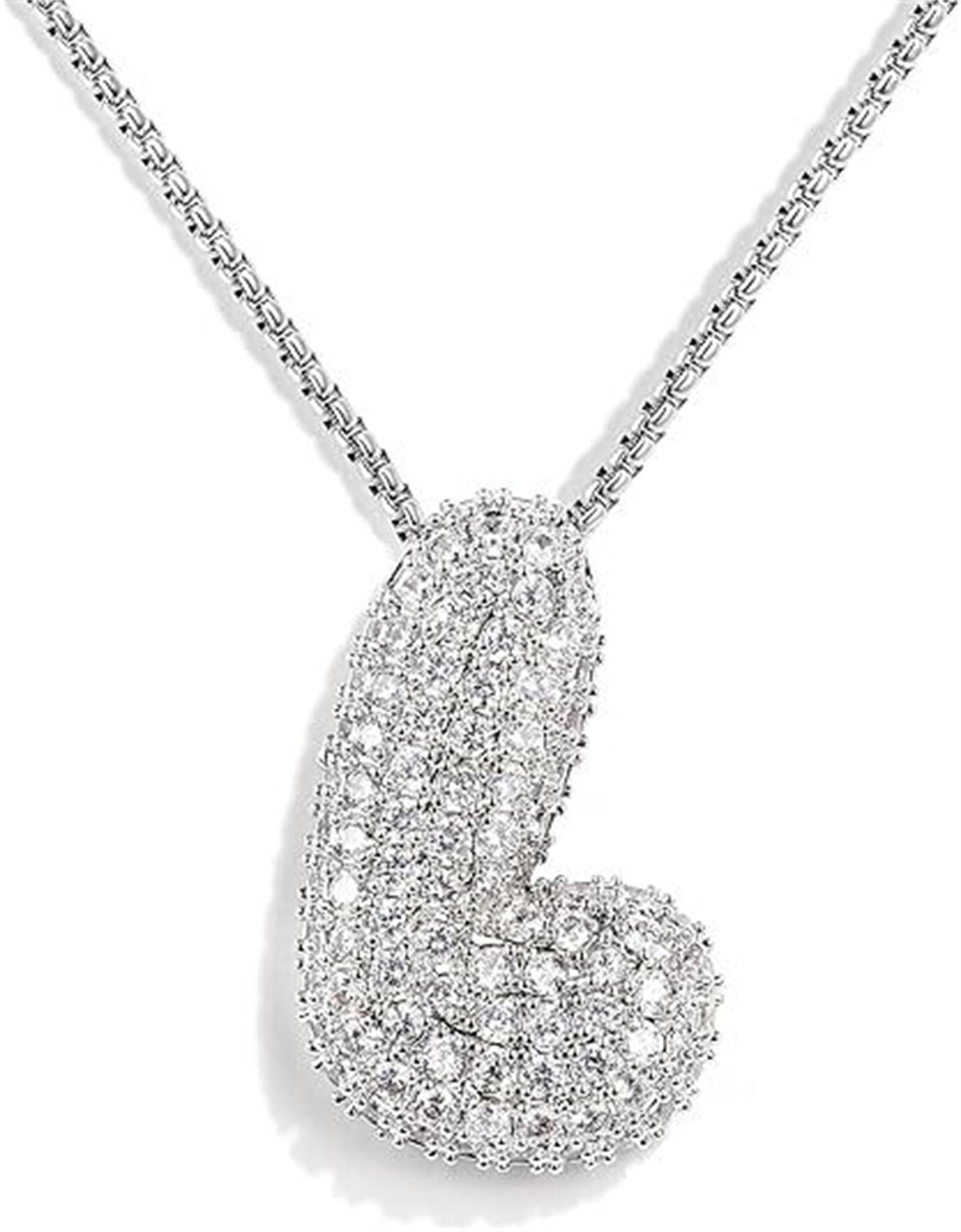 A-Z Zircon Balloon English Letter Necklace, Gold & Silver