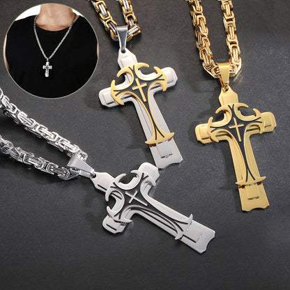 Christian Trinity Cross Necklace Chain