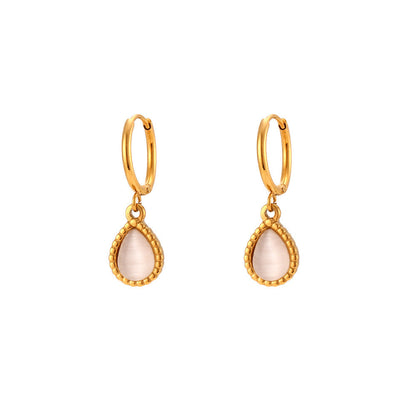 Minimalistic Water Drops Opal Earrings & Necklace