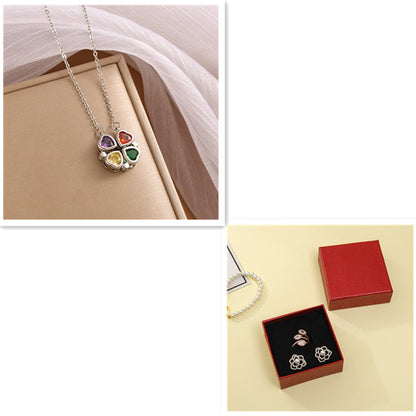 Four-Leaf Coloured Heart Clover Pendant Necklace