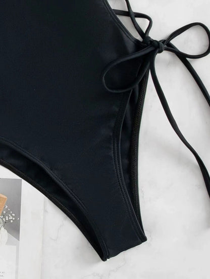 Sexy Back Cutout Tie One Piece Swimsuit Bikini