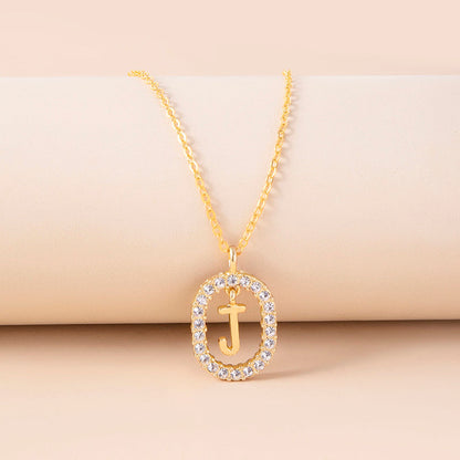 A, J, M, S Crystal Letter Necklace
