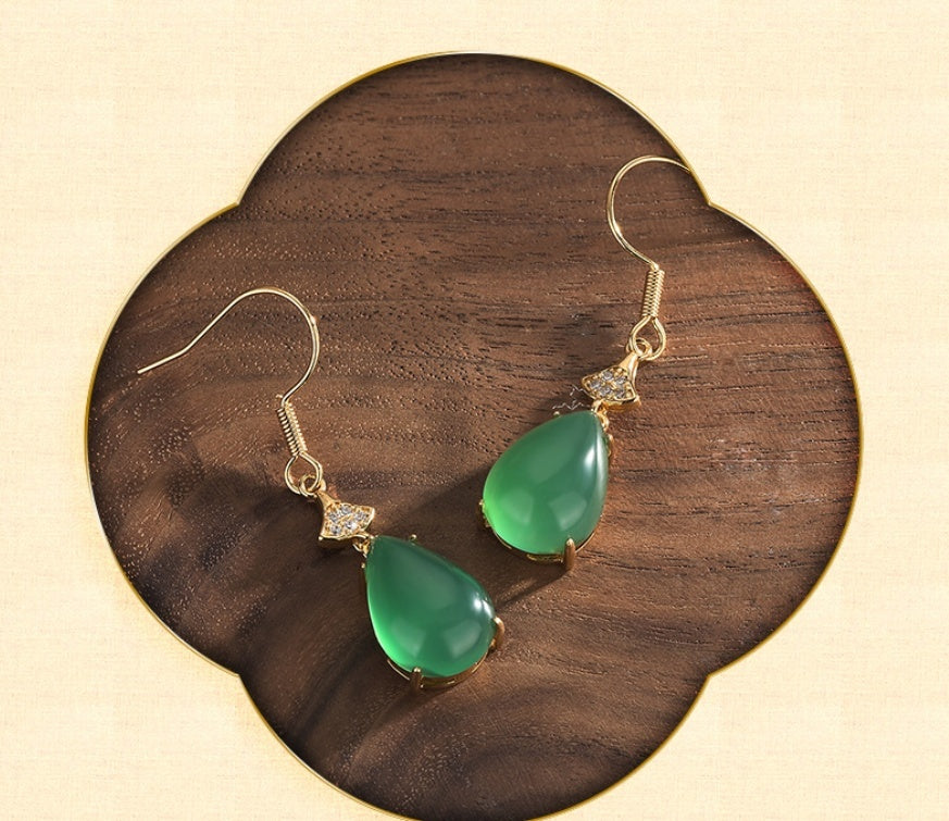 Natural Chalcedony Tassel Earrings