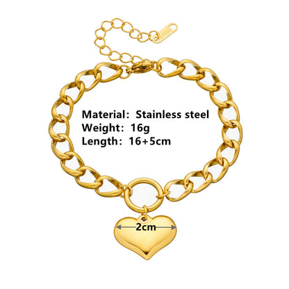 Chunky Round Chain Heart Bracelet