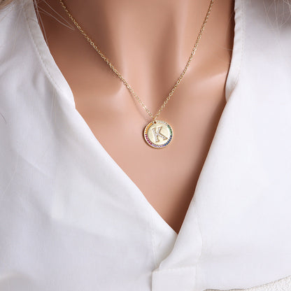 A-Z Round Necklace with Colourful Crystals
