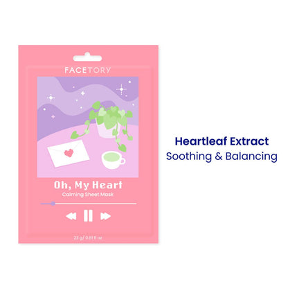 FACETORY Calming Sheet Mask for Acne-Prone Skin with Heartleaf | 10-Pack